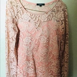 Full lace pink mini dress inner lining